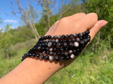 Charger l'image dans la galerie, Perles en obsidienne argentée entre 6 et 8mm OAD