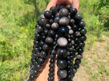Charger l'image dans la galerie, Perles en obsidienne argentée entre 4 et 18mm OAU
