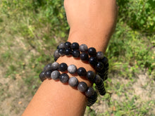 Charger l'image dans la galerie, Perles en obsidienne argentée entre 4 et 18mm OAU