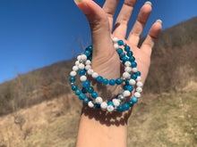 Charger l'image dans la galerie, Mala "Nouveau départ" en apatite bleue et howlite