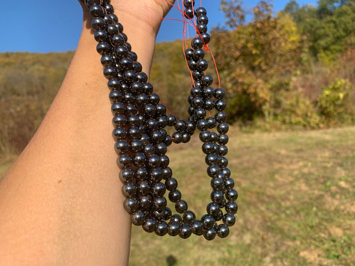 30 Perles En Hématite Magnétique - Boules De 4mm, Couleur Gris Noir - Neuf, Pour Création De Bijoux Ou Décoration