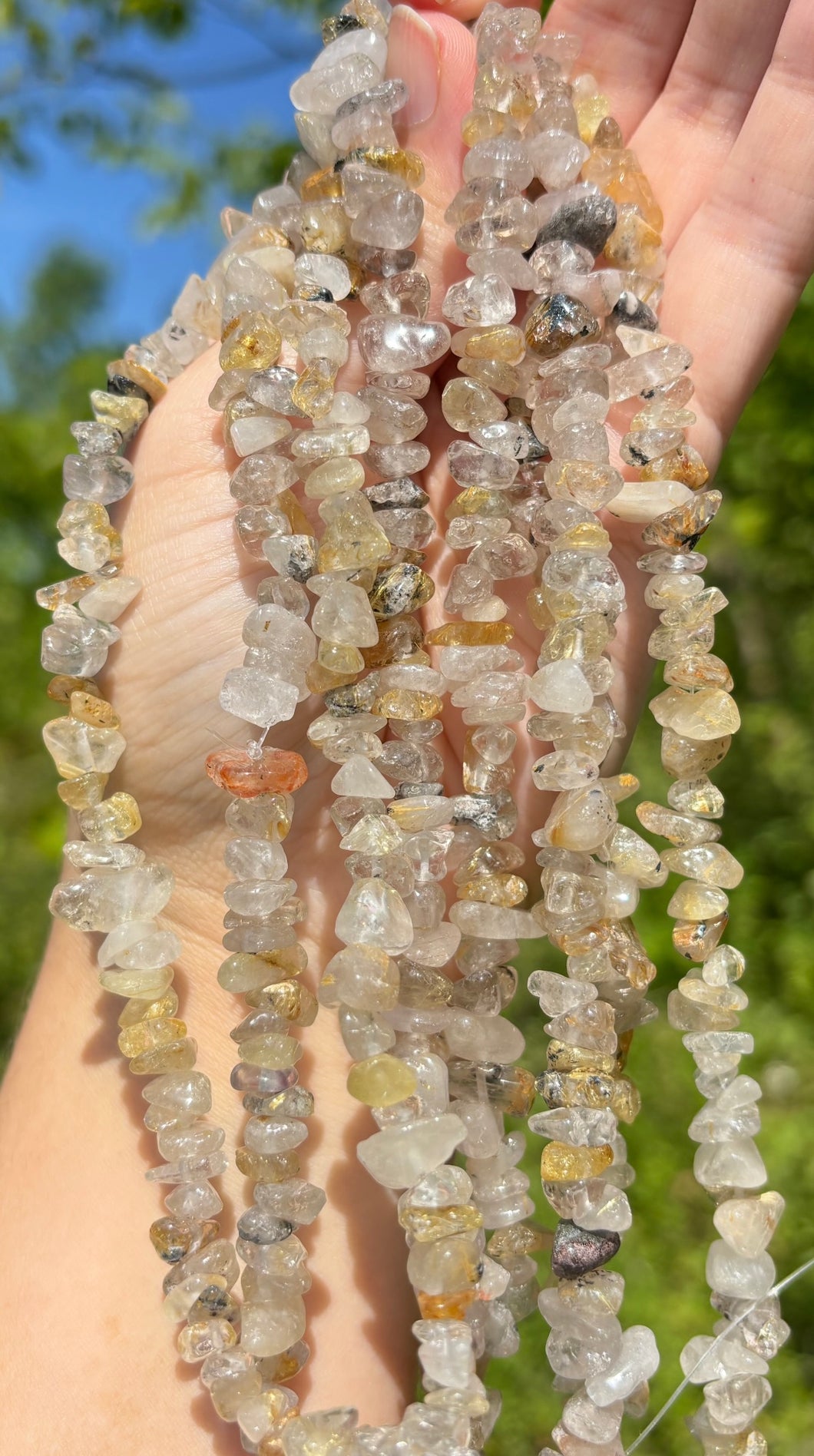 Perles en quartz rutile, forme chips