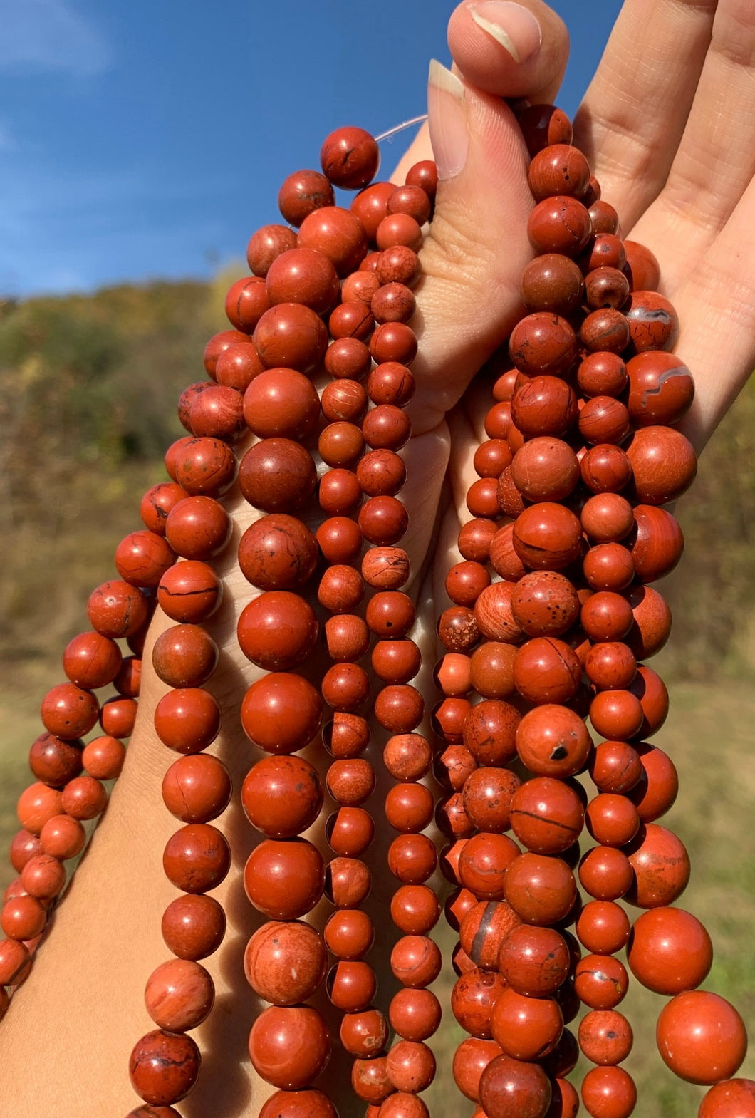 Perles en jaspe rouge entre 4 et 10mm JRD