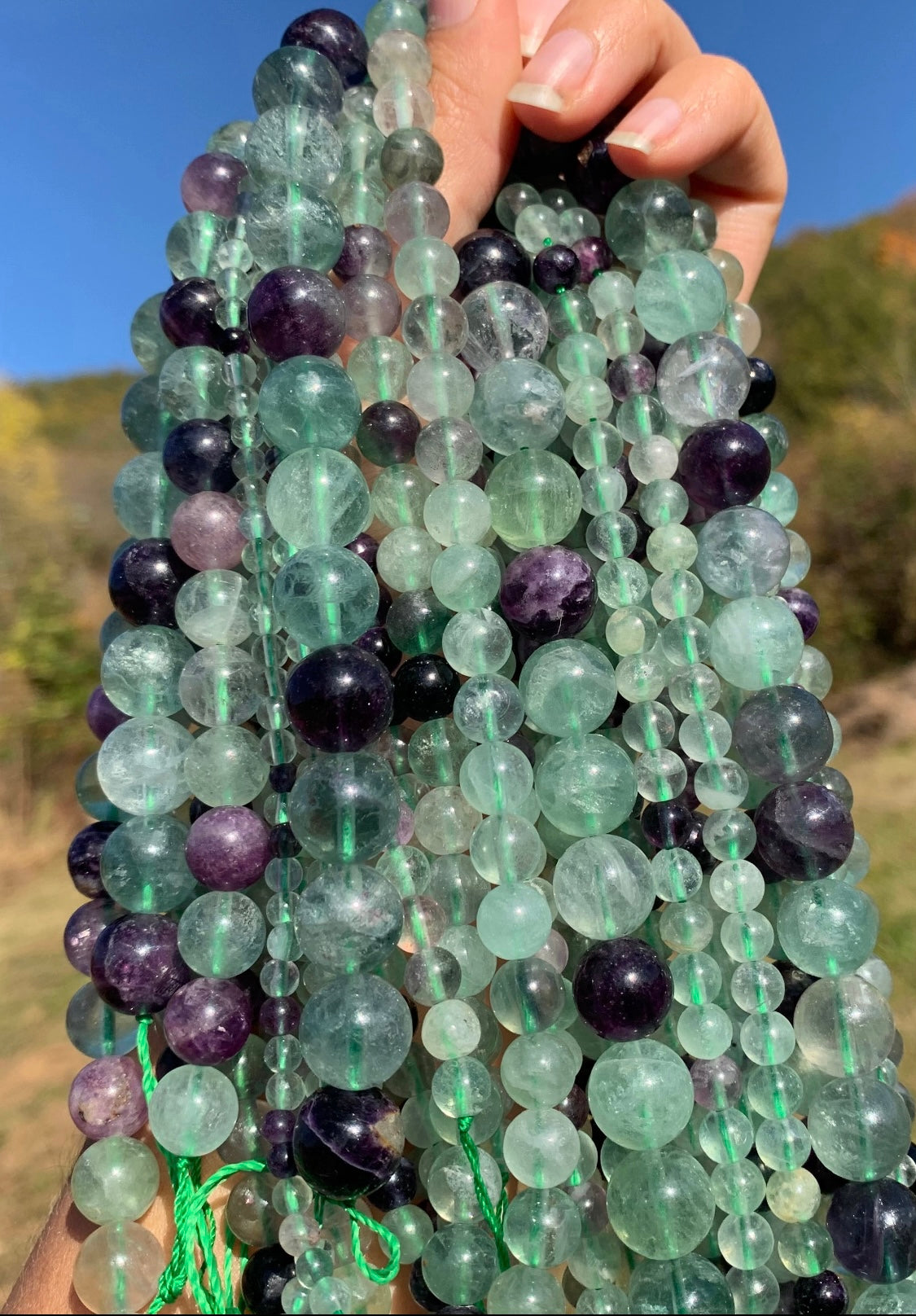100 Perles Chips En Fluorite Naturelle 5-8 Mm - Multicolore, Pour Création Bijoux