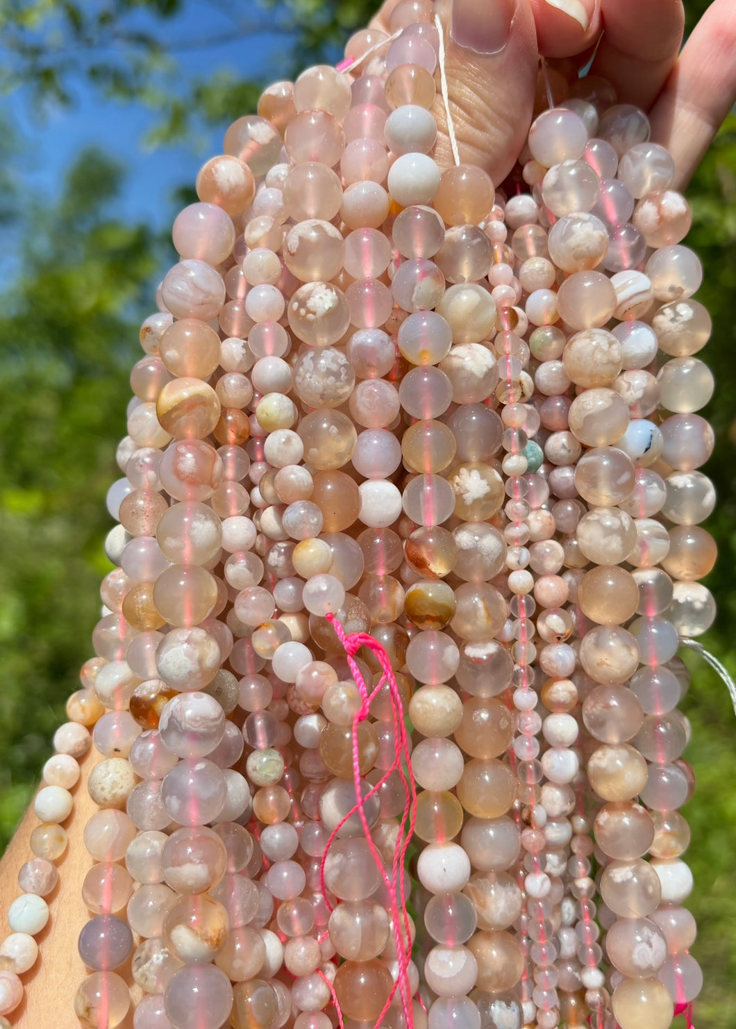 Perles en agate fleurie entre 4 et 10mm AFU