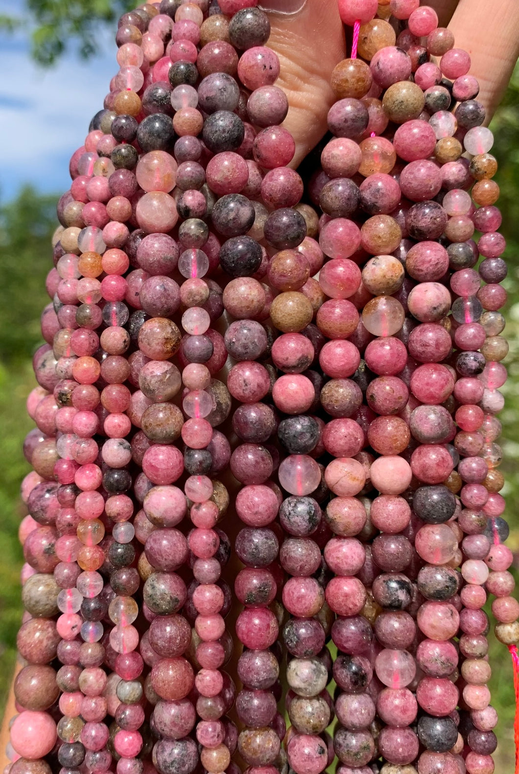 Perles en rhodonite entre 4 et 8mm