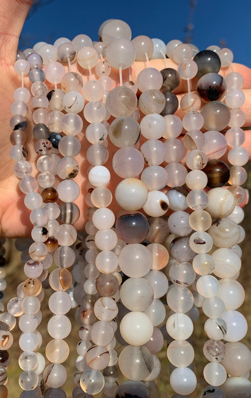 Perles en agate du Montana entre 4 et 12mm