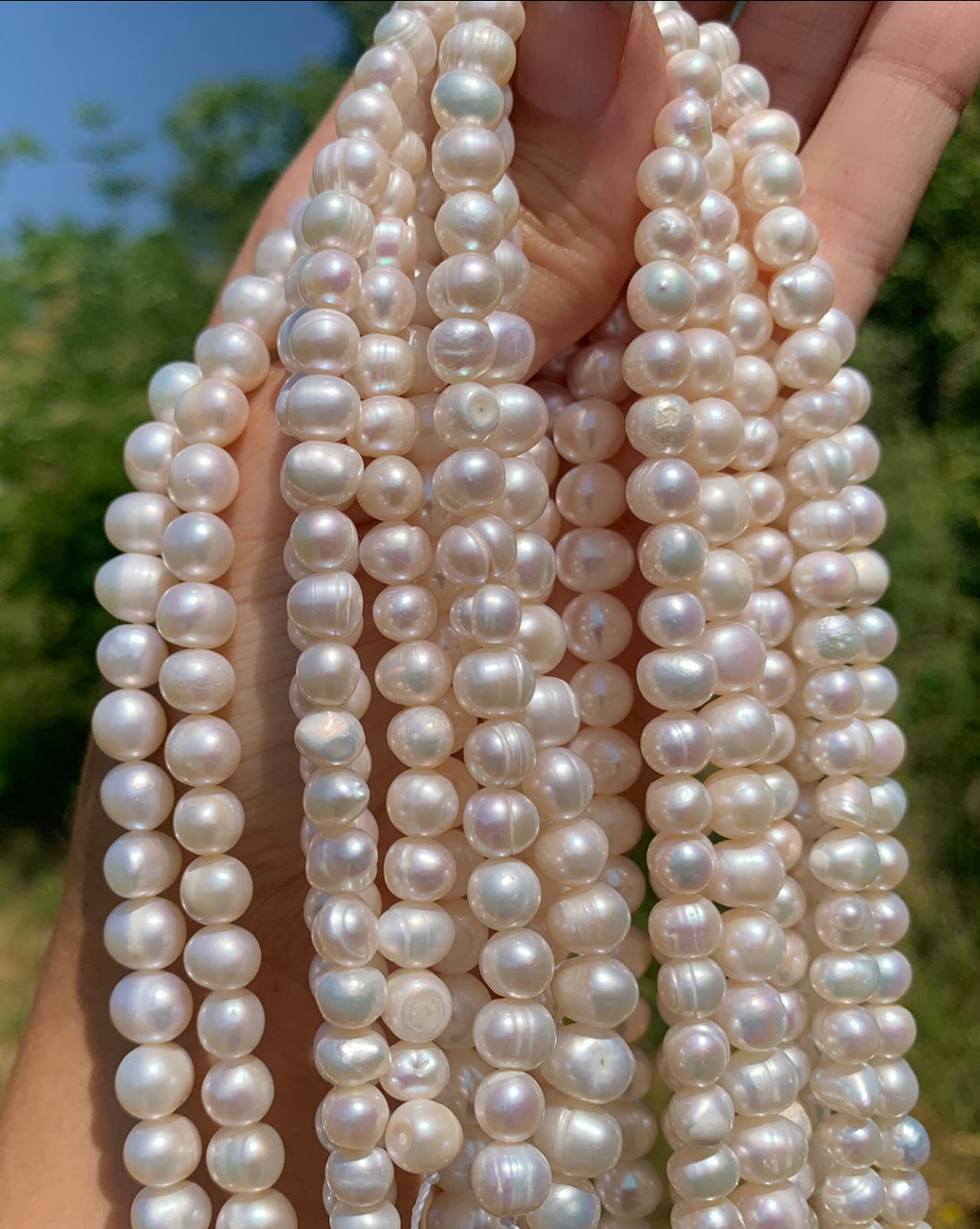 Perles de culture blanches, forme plus ovale