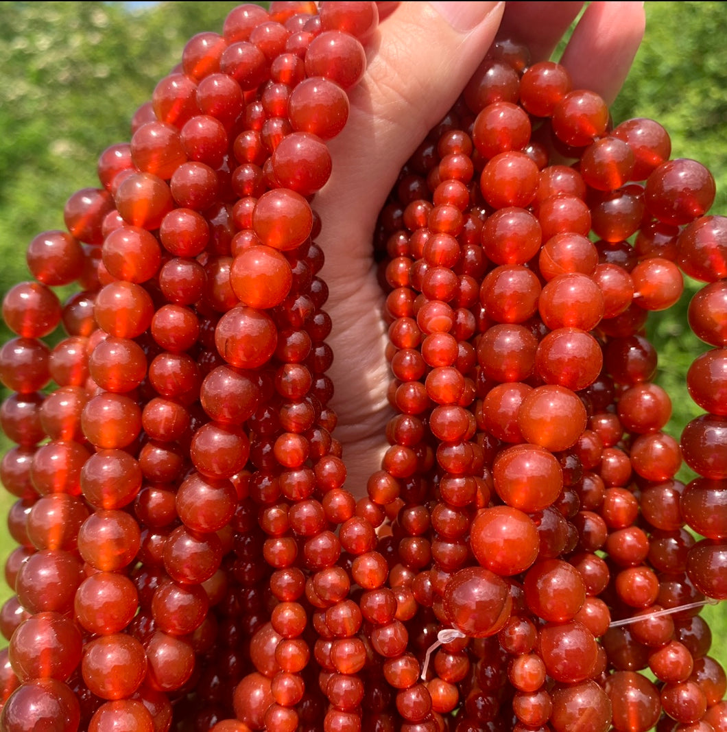 Perles en cornaline / agate rouge entre 4 et 14mm CAD