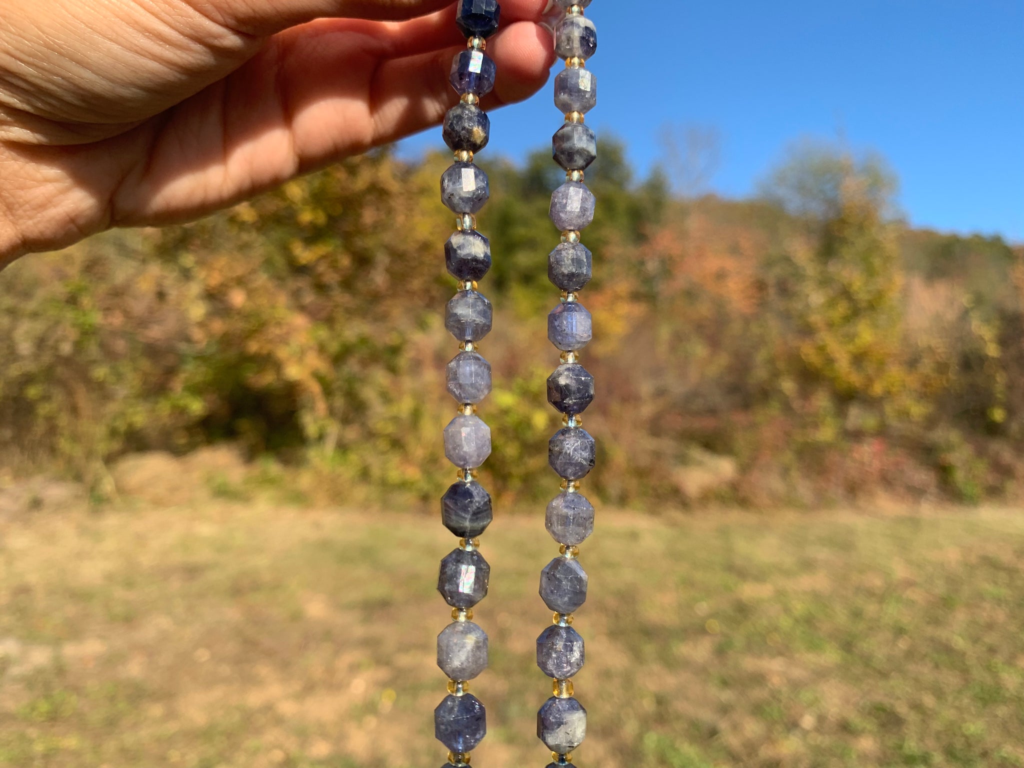 Brin De Perles En Iolite Naturelle - Tranches Coupées 8-14 Mm - 111 Carats - Inde (Neuf, Sans Emballage)