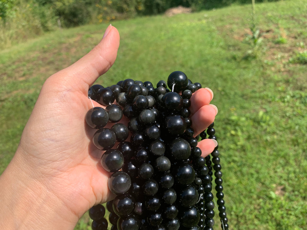 Perles en obsidienne oeil céleste (arc-en-ciel) entre 6 et 20mm