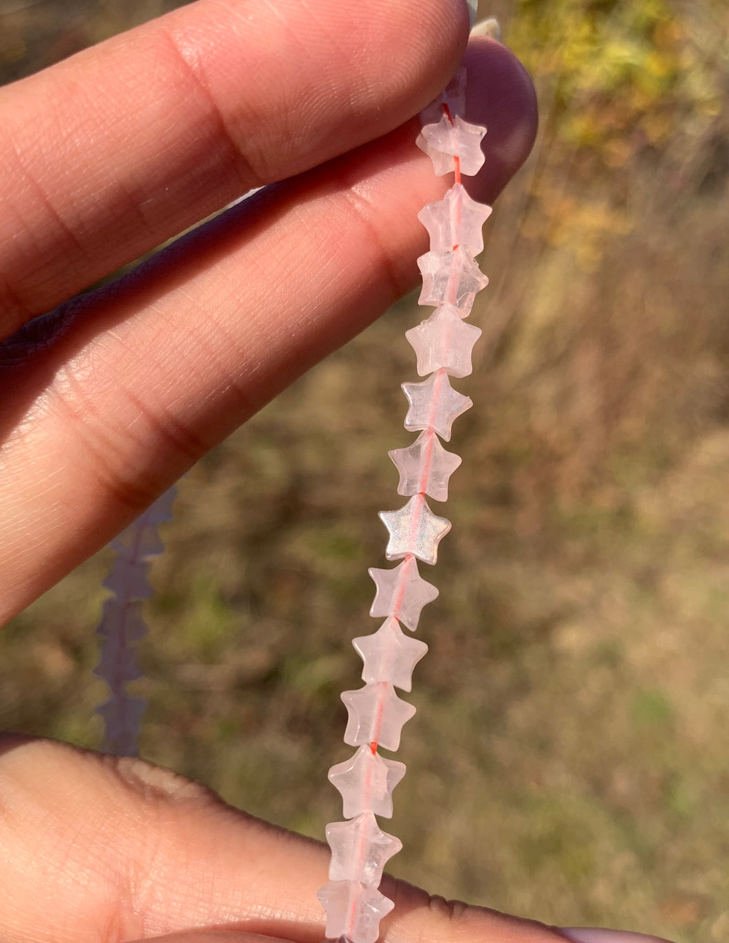 Perles en quartz rose, forme étoile