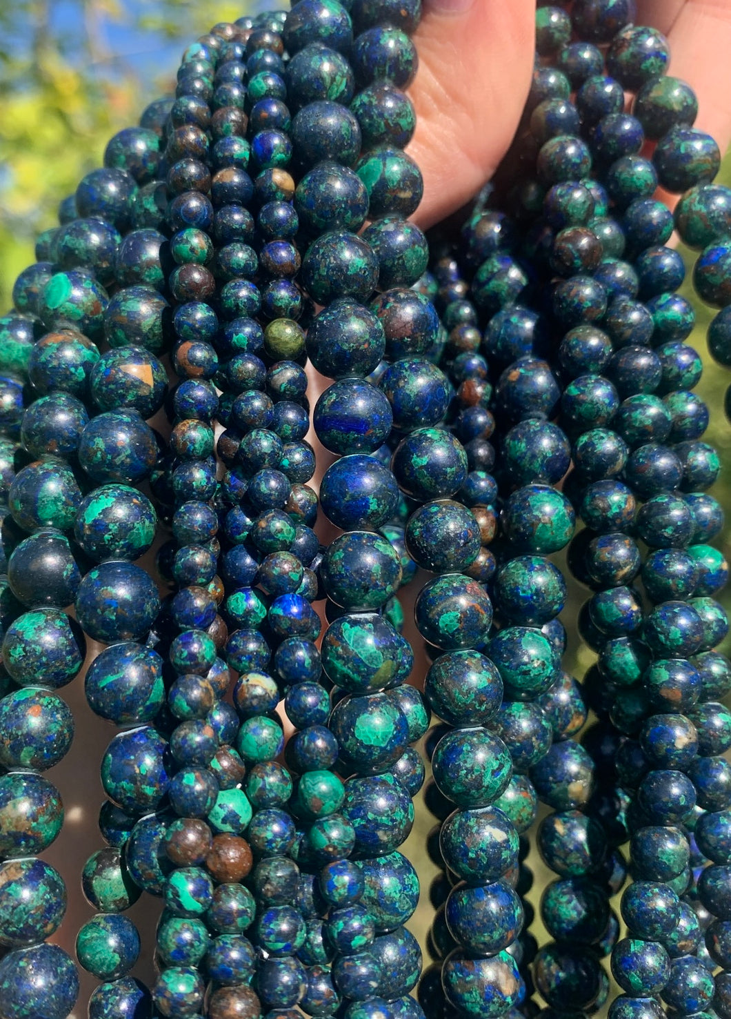 Perles en azurite - malachite entre 4 et 8mm