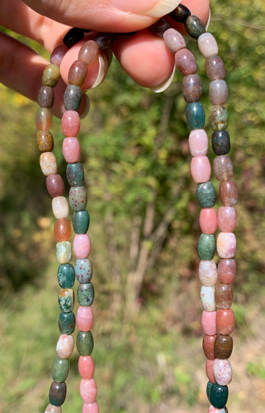 Perles en agate indienne, forme petit ovale