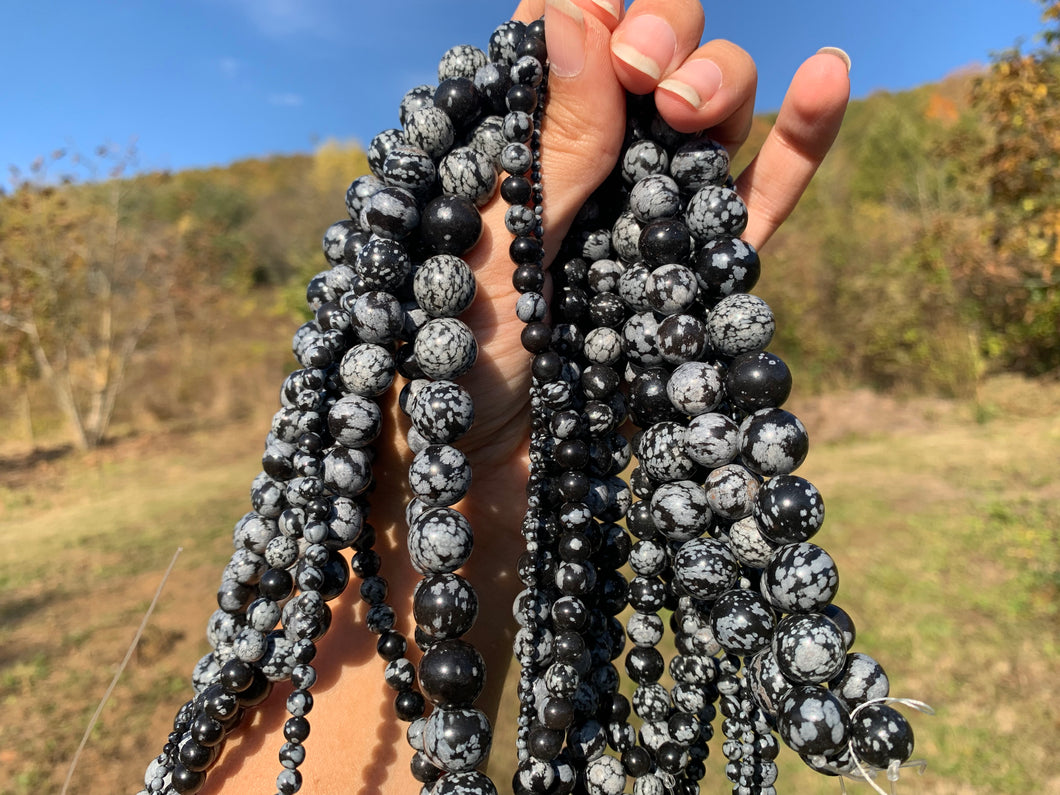 Perles en obsidienne flocons entre 2 et 12mm