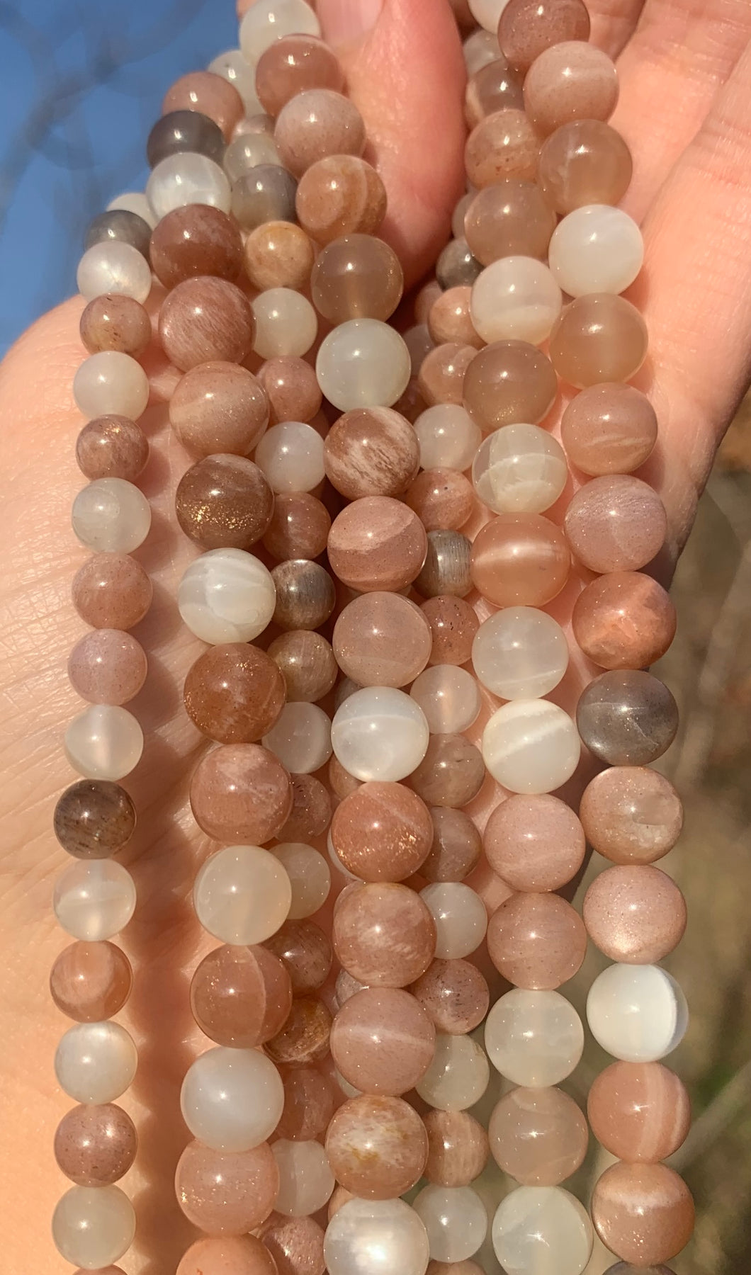 Perles en pierre de lune multicolore entre 6 et 8mm PLMU