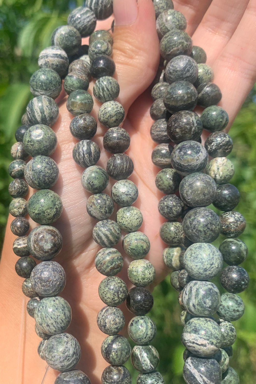 Perles en chrysotile serpentine entre 6 et 10mm