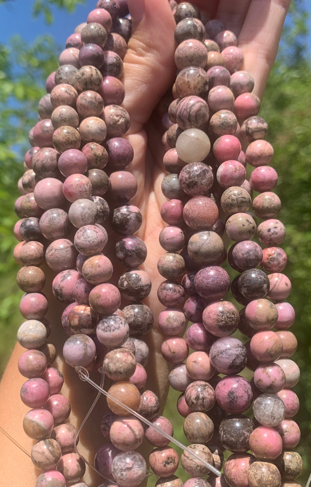 Perles en rhodonite entre 8 et 10mm