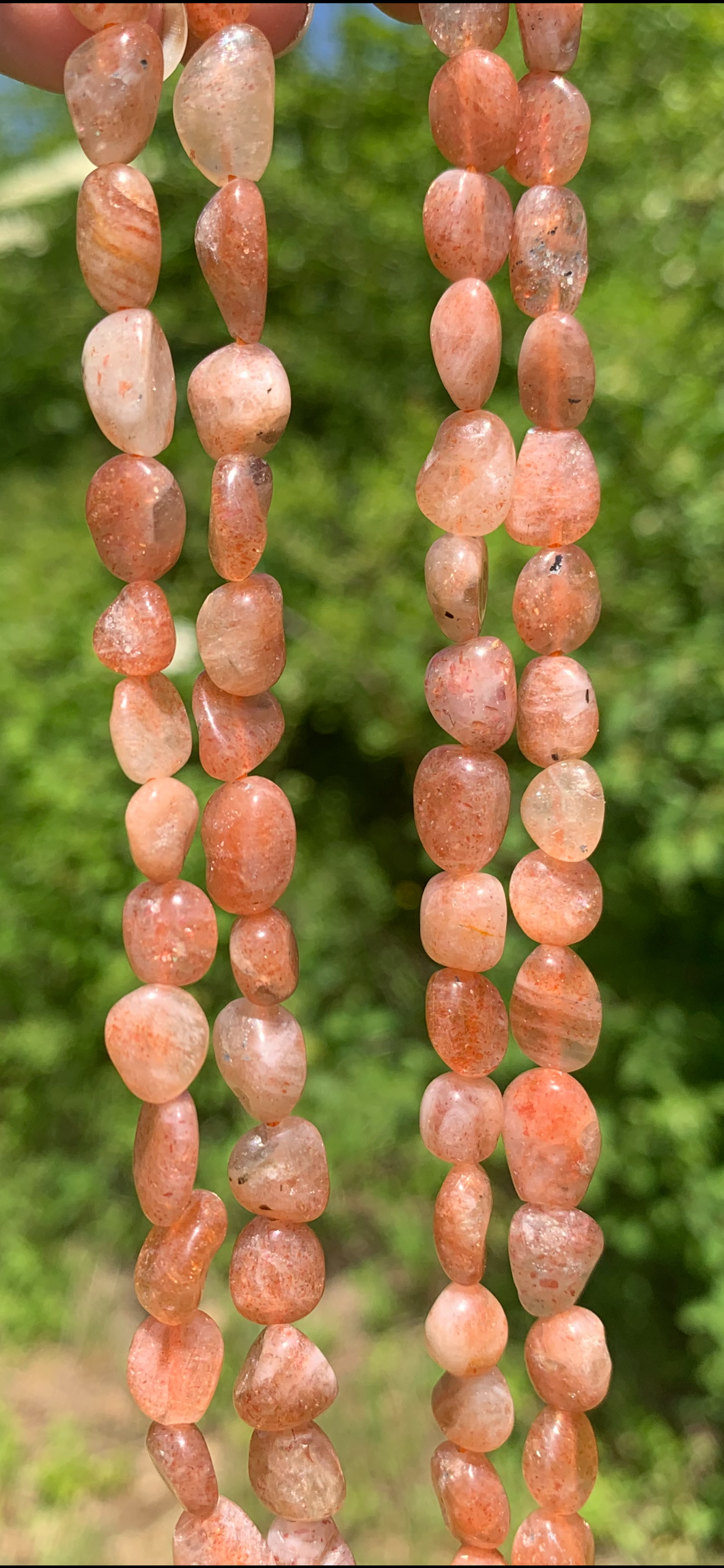 Perles en pierre de soleil, forme petits galets 8-10mm