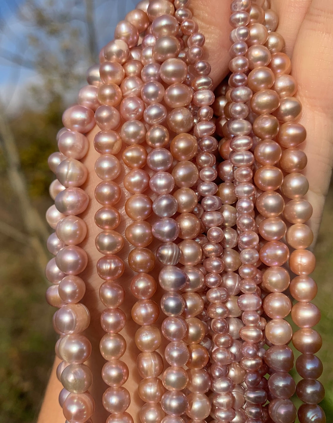 Perles de culture rose / violette entre 3 et 8mm