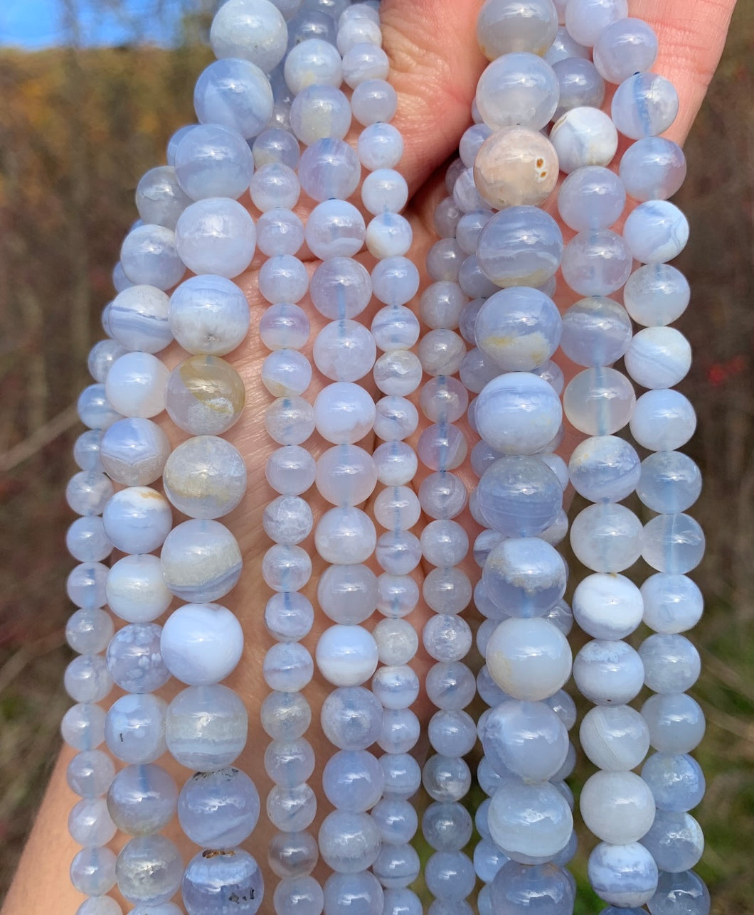Perles en agate blue lace entre 6 et 10mm ABLU