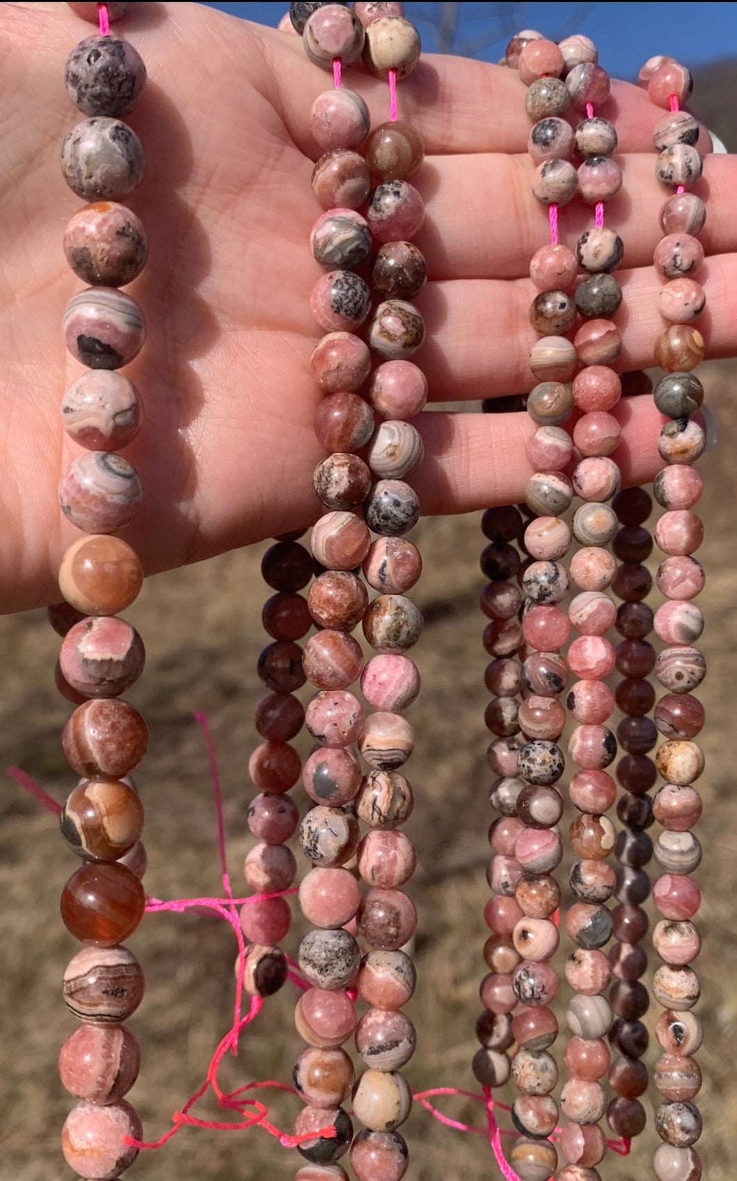 Perles en rhodochrosite entre 6 et 10mm