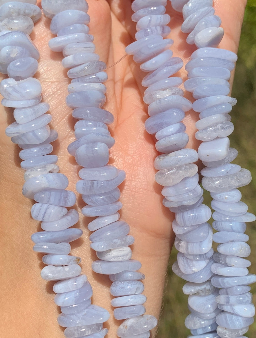 Perles en agate blue lace, forme chips