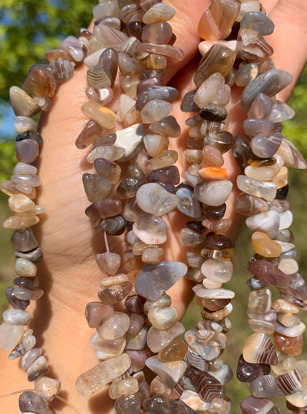 Perles en agate du Botswana, forme chips
