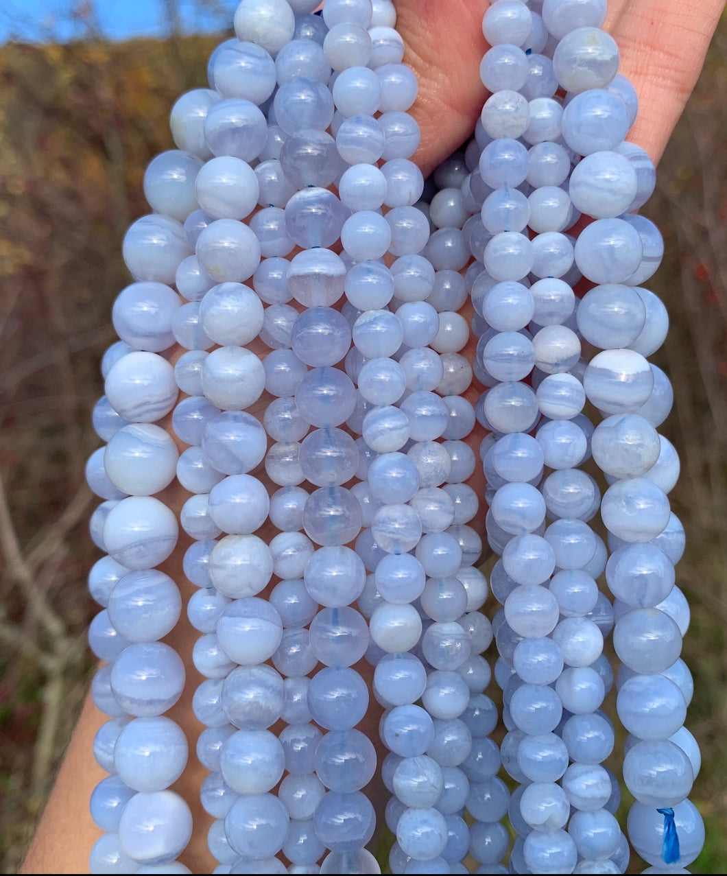 Perles en agate blue lace entre 6 et 10mm ABLD