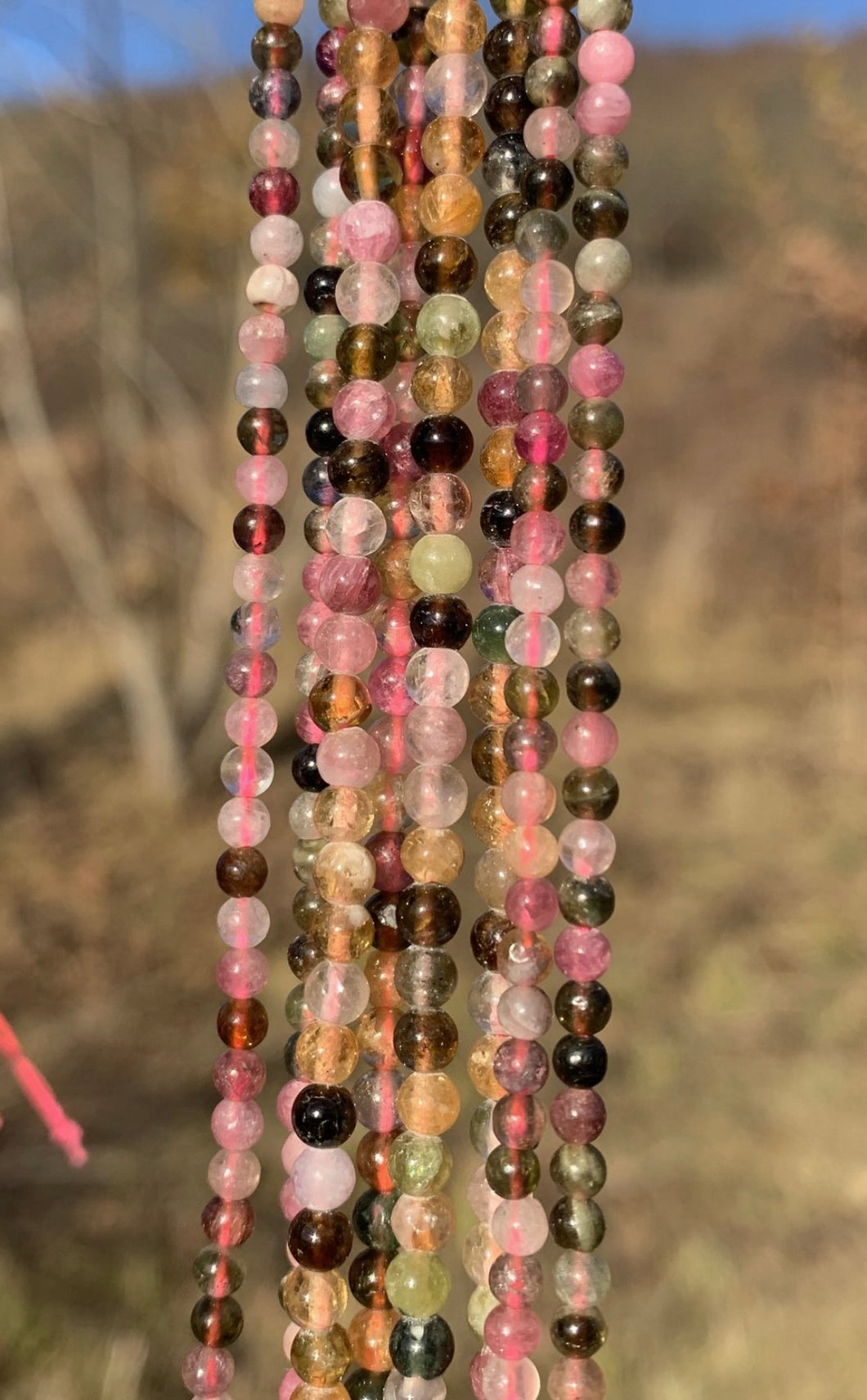 Perles en tourmaline multicolore entre 3 et 4mm