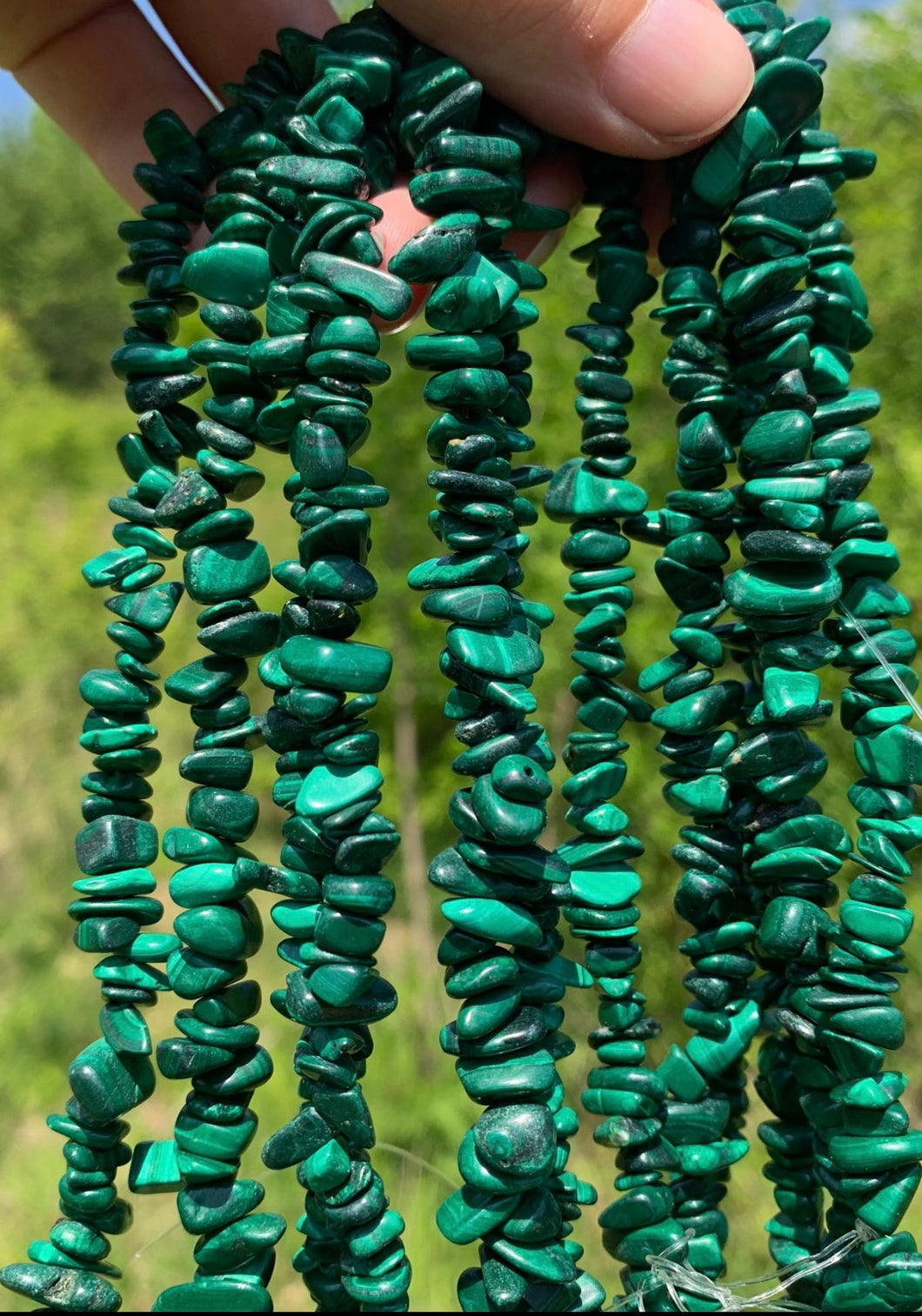 Perles en malachite, forme chips